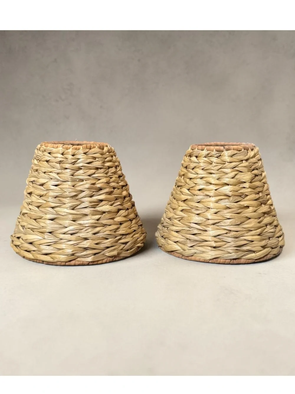 Natural Woven Rattan Lamp Shades - Set of 2
